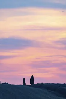 Typical Tuscan landscape in Val d'Orcia with hills
