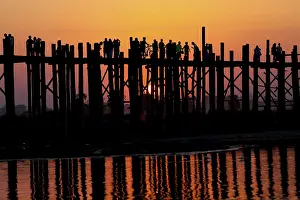 U Bein bridge at Taungmyo Lake near Amarapura in Myanmar
