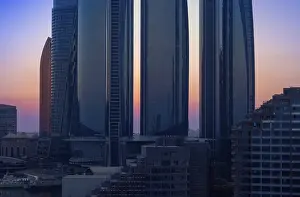 UAE, United Arab Emirates, Abu Dhabi downtown panorama and financial center skyline