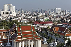 Ubsot Wat Saket with skyline, view from Golden Mountain