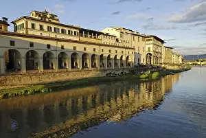The Uffizi on the shore of the Arno River in the historic centre of Florence