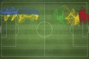 Ukraine vs Mali Soccer Match, national colors