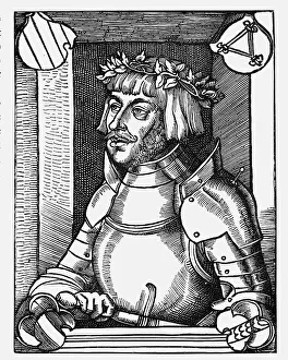 Ulrich von Hutten (1488-1523) after a wood carving by E