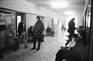 Unemployed people in the corridors of the Gelsenkirchen Labour Office on 28