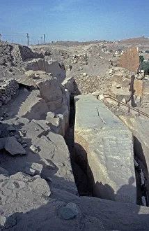 Unfinished obelisk, Aswan, Nile Valley, Egypt, September 1989, vintage, retro, old, historical, Africa