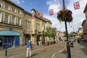 Union Jack Ukrainian flags Town Hall building