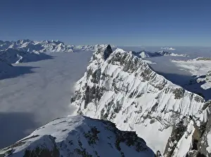 Unique mountain view from the Titlis, sea of fog