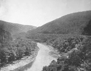 United States of America, landscape on the Pennsylvania Railroad