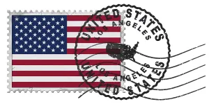 United States Los Angeles Stamp with National Flag and Postmark
