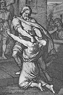 The unmerciful servant, historic steel engraving from 1860