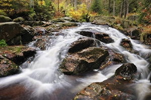 Unterer Bodefall waterfall in the Harz National Park near Braunlage