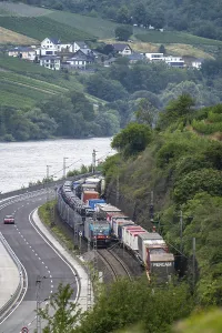 Upper Middle Rhine Valley, railway line on the right bank of the Rhine