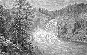 The upper waterfall of the Yellowstone River in the Rocky Mountains
