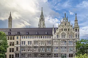 Urban scene at sunset, architecture in the old town of Munich