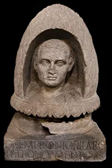 Urn lid with the portrait of Decimus Sempronius Hilarus from the 1st century
