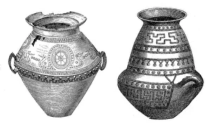 Urns, digitally restored reproduction of a 19th century original