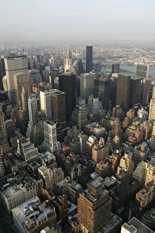 USA, United States of America, New York City: View of the sky scraper panorama of Midtown Manhattan
