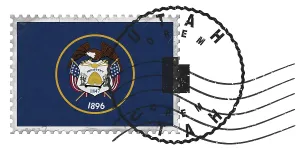 Utah Orem Stamp with National Flag and Postmark