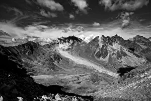 Val de Agnel with Engadine Mountains with Cloudy Sky