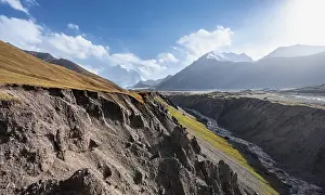 Valley with river Achik Tash between high mountains