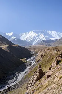 Valley with river Achik Tash between high mountains
