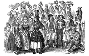 Various costumes of the rural population in France in 1870