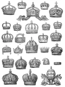 Various crowns of rulers, royal crown