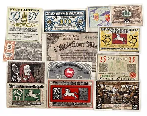 Various historic German bank notes