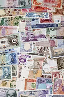 Various historic international bank notes