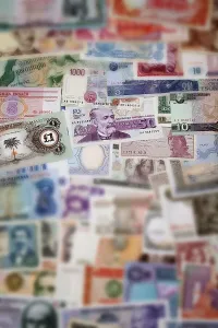 Various historic international bank notes