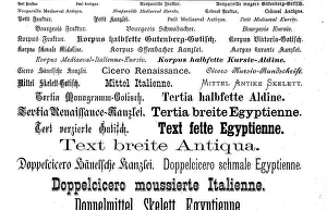 Various typefaces, fonts that were already known in 1890