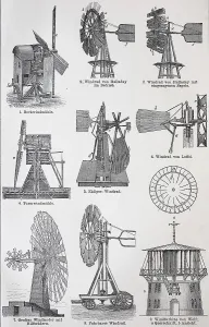 Various types of wind turbines