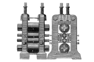 Various views of a sheet metal rolling machine