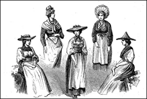 Various women in traditional traditional costume from Switzerland
