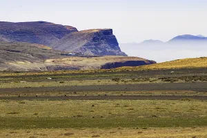 Vast volcanic landscape with flat plains