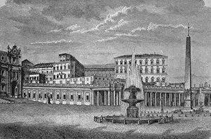 Vatican City, Rome, Italy, historical woodcut