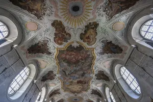 Vaulted ceiling with fresco painting
