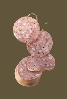 Veal sausage on a green background
