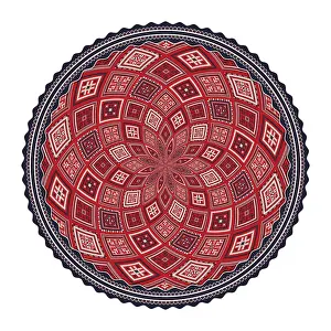 Vector round design element with traditional Russian embroidery symbols
