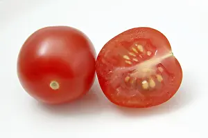 Vegetable, Fruit, Red baby tomatoes on white background