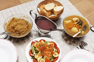 Vegetarian menu with traditional Canarian food Gofio