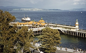 Vehicle ferry MV Cowal arriving at the pier in Dunoon, Firth of Clyde, Argyll and Bute, Scotland, United Kingdom, early 1960s, Europe