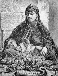 Vendor of bangles on the forecourt of the Church of the Resurrection in Jerusalem