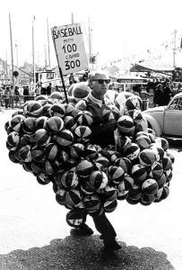 Vendor of baseballs, between 50s and 60s