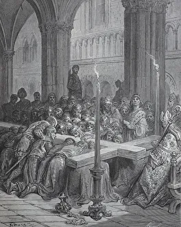 The veneration of the cross by the Crusaders