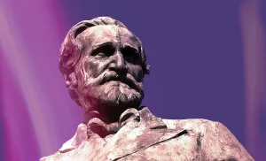 Verdi monument in front of Rocca dei Marchesi Pallavicino