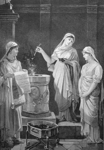 Vestal Virgins, historical illustration circa 1893