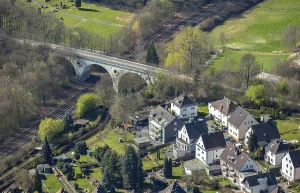 Viaduct bicycle path Rhenish donkey across railway road