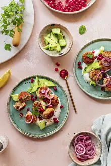 A vibrant Mediterranean dish featuring meatballs