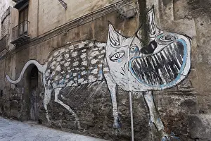 Vicious dog, mural in the historic centre